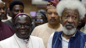 Bishop Matthew Kukah with Wole Soyinka