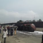Fire fighters battling tanker at Toyota Expressway on Thursday_1610038462222