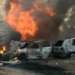 Scene of petrol tanker explosion in Abeokuta on Tuesday