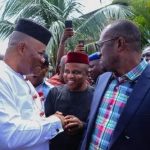Niger Delta Affairs Minister Godswill Akpabio (l), NDDC Sole Administrator Effiong Akwa (m)