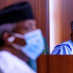 President Muhammadu Buhari (background), Vice President Yemi Osinbajo (foreground)