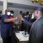 Rivers Governor Nyesom Wike (L), Senator Rochas Okorocha (R)