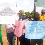 Some youths of Aguluzigbo protesting in front of Government House, Awka