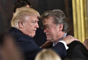 US President Donald Trump with adviser Steve Bannon
