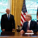 US Vice President Mike Pence (L), US President Donald Trump