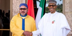Moroccan King Mohammed VI (L), President Muhammadu Buhari (R)