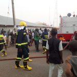 Gombe State firemen putting out fire at Gombe Grain Market