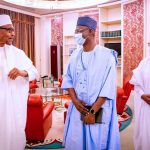 President Muhammadu Buhari (L), Nasarawa Governor Abdullahi Sule (C)