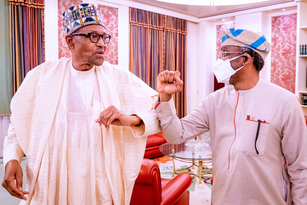 President Muhammadu Buhari (L), Speaker Femi Gbajabiamila (R)