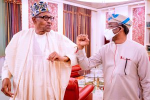 President Muhammadu Buhari (L), Speaker Femi Gbajabiamila (R)