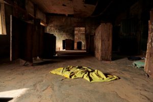 FILE PHOTO: A piece of cloth belonging to one of the students is seen on the ground at the Government Science College in Kagara
