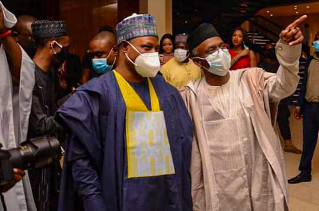 Senator Uba Sani (L), Kaduna Governor Nasir El-Rufai (R)