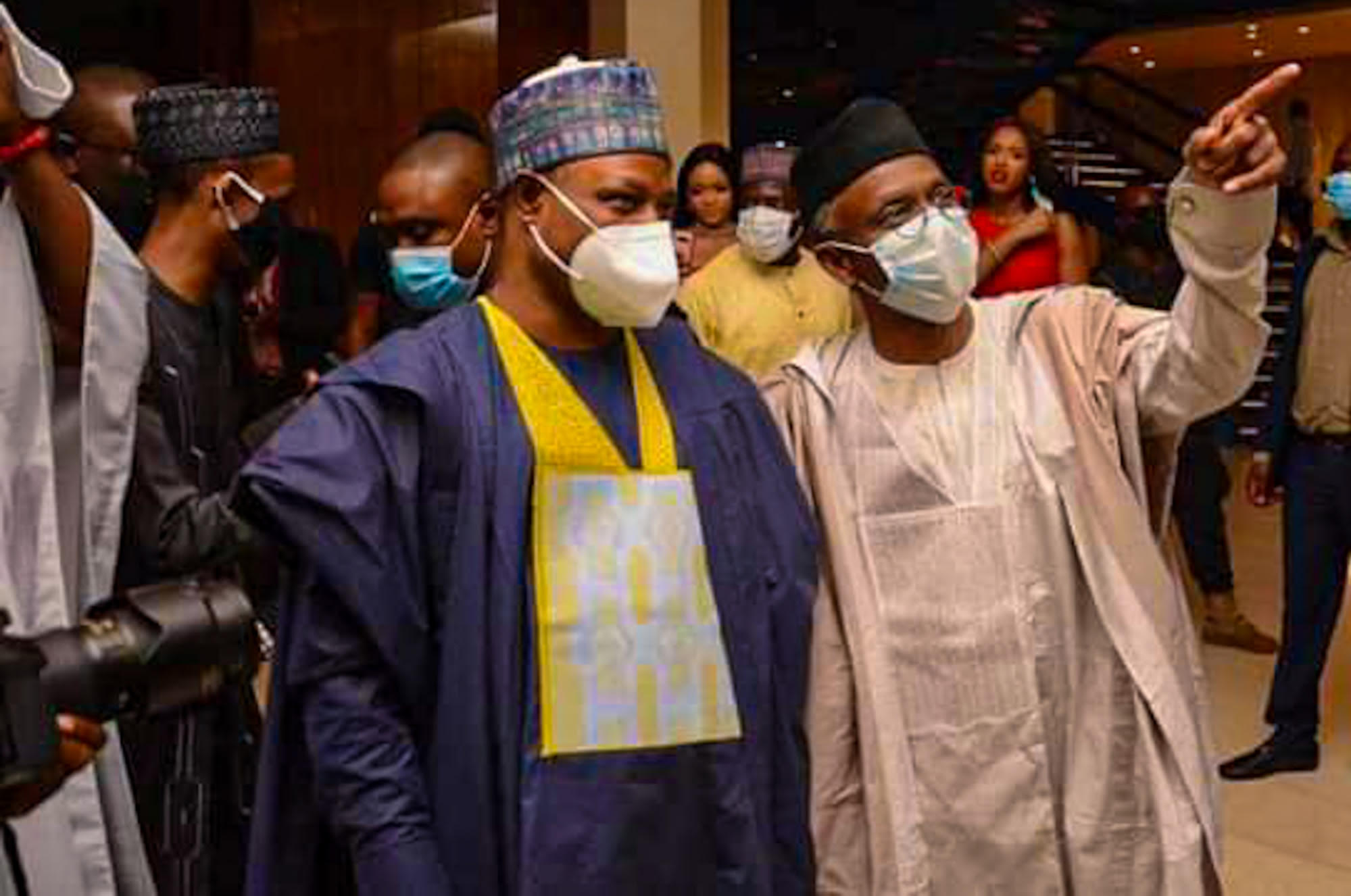 Senator Uba Sani (L), Kaduna Governor Nasir El-Rufai (R)