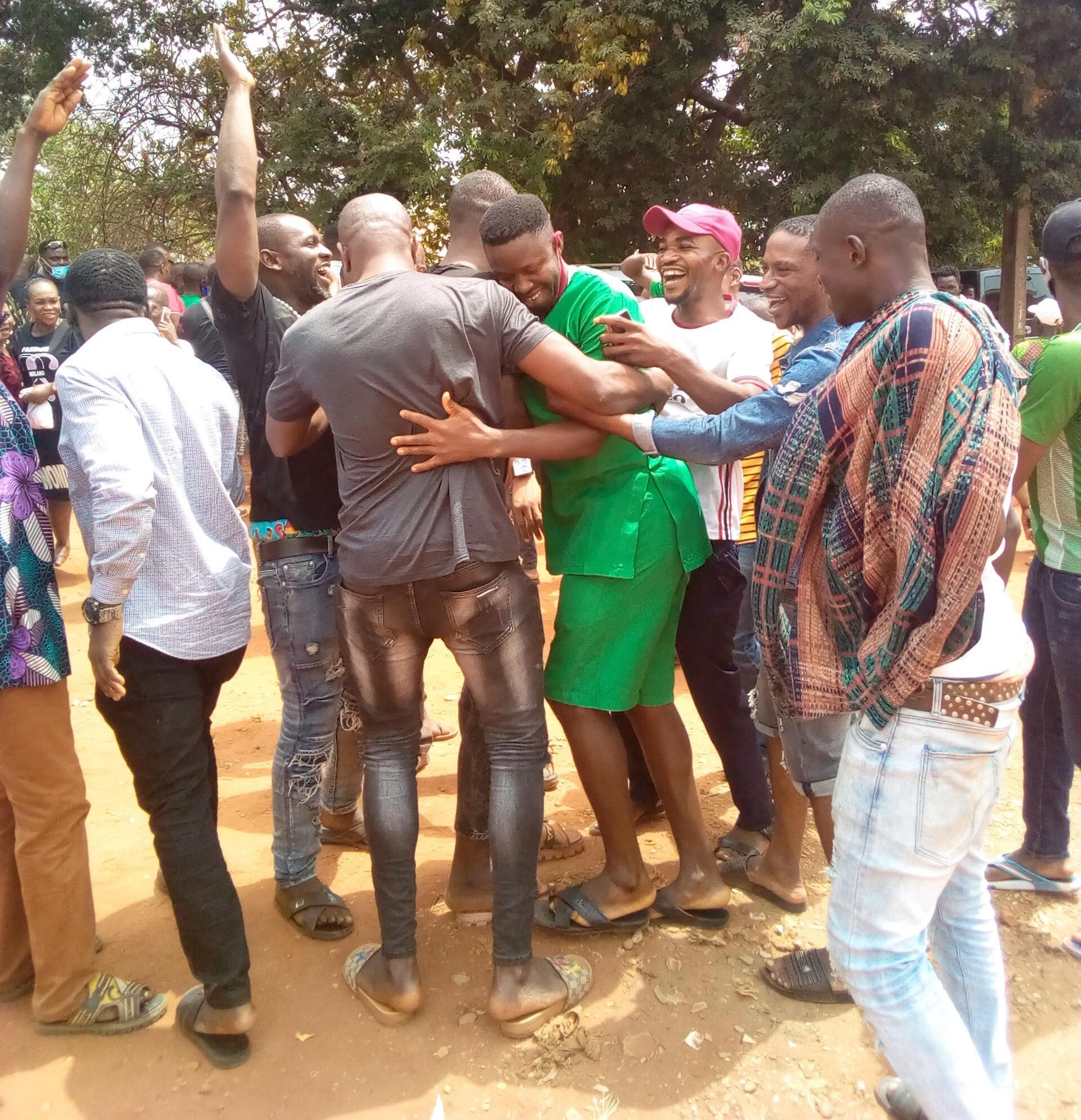 The youths reunited with families members and friends with jubilation ag the court