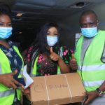 Dr Edu (middle) and Dr Janet (right) receiving the vaccine