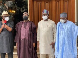 L-R: Rivers Governor Nyesom Wike, Bauchi Governor Bala Mohammed, Benue Governor Samuel Ortom, Adamawa Governor Ahmadu Fintiri