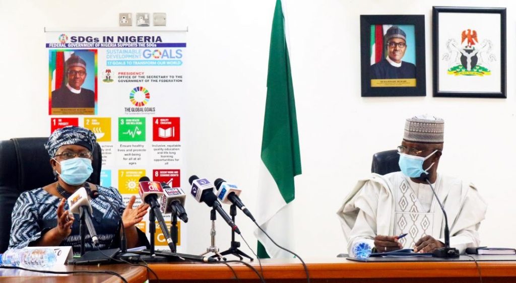 WTO DG Ngozi Okonjo-Iweala with PTF Chairman/SGF Boss Mustapha