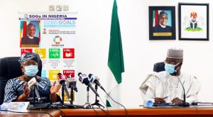 WTO DG Ngozi Okonjo-Iweala with PTF Chairman/SGF Boss Mustapha