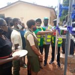Chairperson of the VSF Taskforce, Mrs Toyosi Akerele-Ogunsiji, commissioning the borehole in Community Secondary School, Mbaukwu