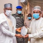 Adamawa Governor Ahmadu Fintiri (L), NDLEA Chairman Buba Marwa (R)
