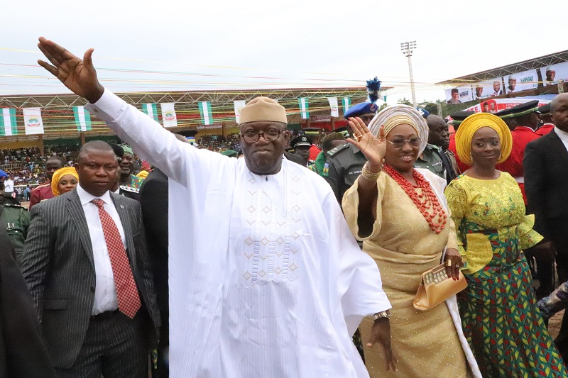 Governor Kayode Fayemi with wife Bisi