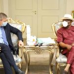 Belgian Ambassador to Nigeria Mr Daniel Bertrand (L), Rivers Governor Nyesom Wike (R)