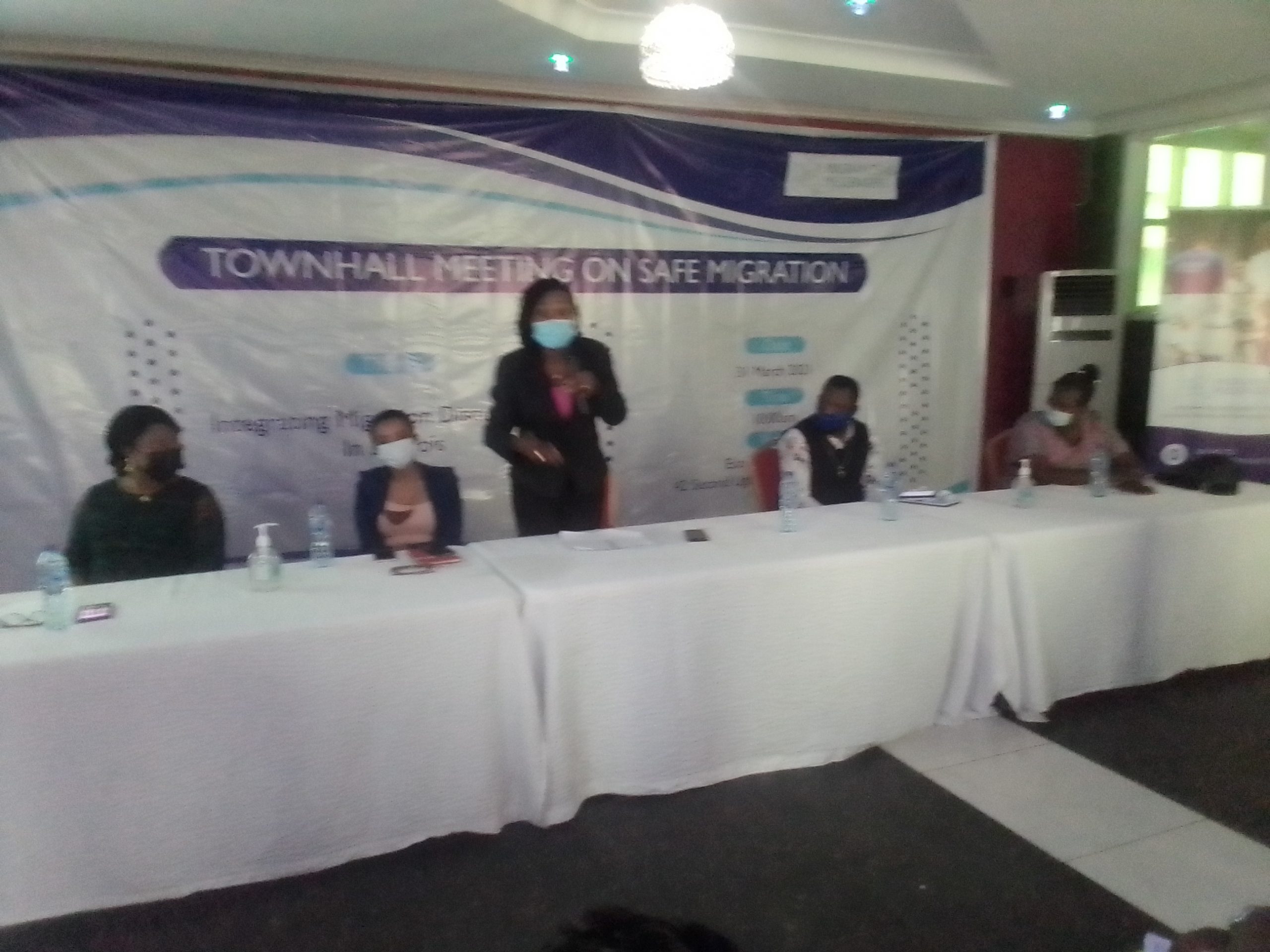 Cross session of keynote speakers at the IOM town hall meeting on Safe Migration held in Benin City,