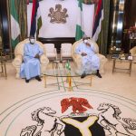 President Muhammadu Buhari (R) received a farewell visit from Dr Mohammed Ibn Chambas, Special Representative of the UN Secretary General for West Africa and Sahel at State House, Abuja
