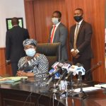 WTO DG Ngozi Okonjo-Iweala (centre), CBN Governor Godwin Emefiele (right)