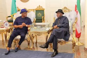 Rivers Governor Nyesom Wike (L), Ex-President Goodluck Jonathan