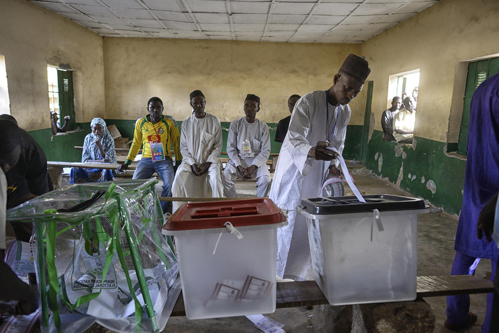 A man votes at a polling station in Kano, Nigeria.