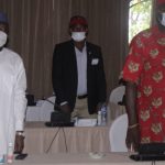L-R: NILDS DG Prof Abubakar Sulaiman; a member of Enugu State House of Assembly, Eneh Chukwuka; and Speaker, Enugu State House of Assembly, Andrew Obosi, at Capacity Building Workshop organised by NILDS in Uyo, Akwa Ibom