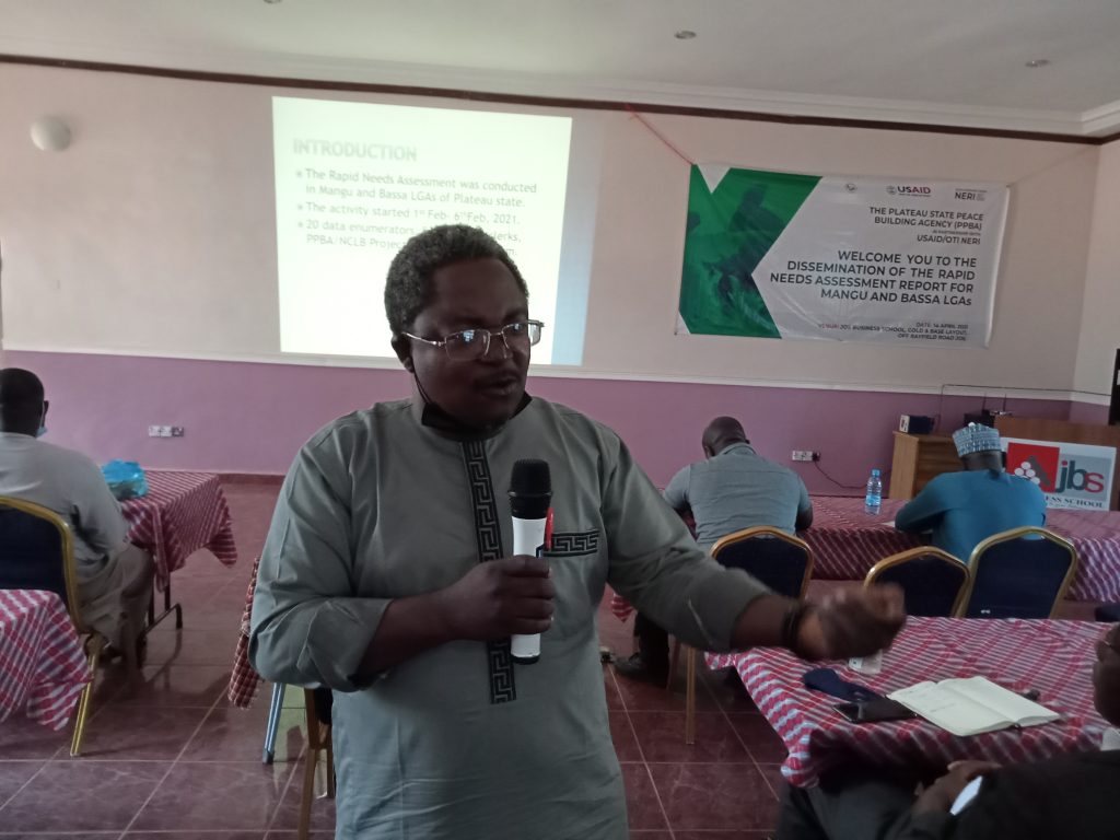 A facilitator addressing Plateau communities on farmer-herder conflicts
