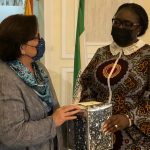 US Consul-General in Nigeria Claire Pierangelo (L), Secretary to the Oyo State Government Olubamiwo Adeosun (R)