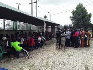 JAMB Registrar, Prof .Oloyede addresing education correspondent in Lagos while candidates watch with keen interest