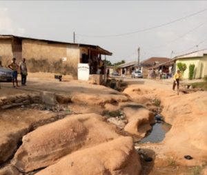 A section of Ring Road in Akim Akim community in Calabar Municipality ravaged by erosion