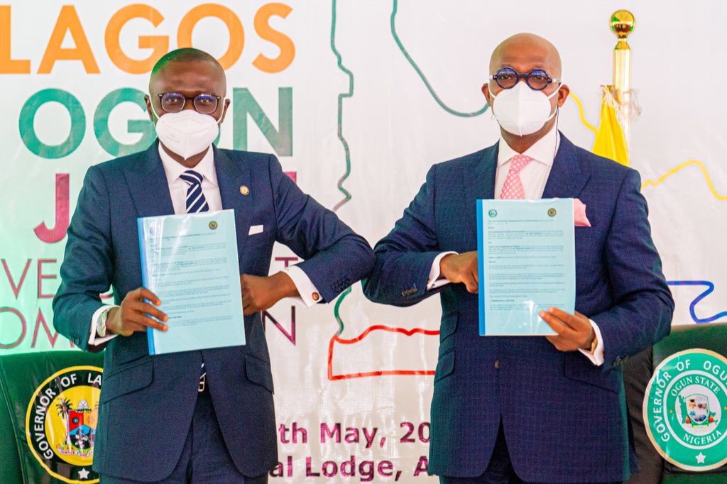Lagos Governor Babajide Sanwo-Olu (L), Ogun Governor Dapo Abiodun (R)