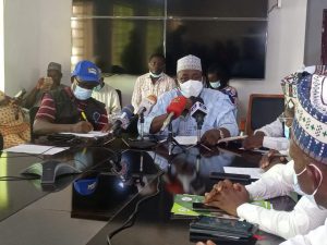 Maigoro briefing journalists on outbreak of Cholera in Bauchi