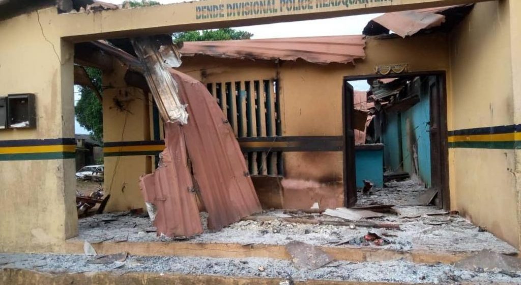 The-destroyed-police-facility-in-Bende-Abia-State