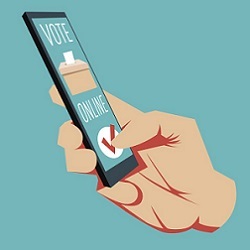 Hand Holding Smartphone and Voting Online