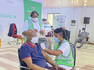 Boss Mustapha receives COVID-19 vaccine