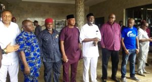 Anambra APC Governorship aspirants after their meeting in Awka, Sunday