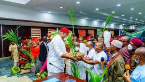 Governor Hope Uzodinma receives visitors from Ehime Mbano