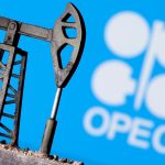 FILE PHOTO: FILE PHOTO: A 3D-printed oil pump jack in front of the OPEC logo in this illustration picture