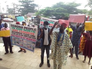 The people of Ogbonna Community protesting the activities of Fulani herdsmen in Benin City
