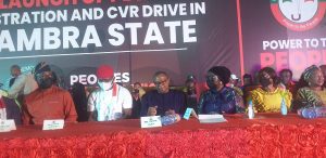 Gov. Seyi Makinde, Val Ozigbo, Peter ObI, Senator Ekwunife, Ozigbo wife and Azuka Enemuo during in Awka yesterday Photo Aloysius