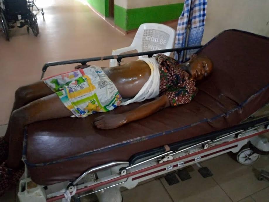 The deceased, Jide, at the hospital where he was confirmed dead