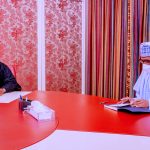 Zulum (L), Buhari (R)
