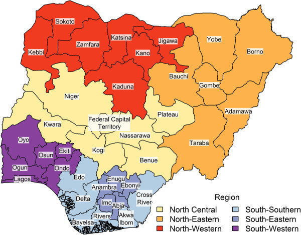 Map-of-Nigerian-states-Color-signifies-geopolitical-region