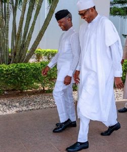 President-Muhammadu-Buhari-and-Vice-President-Yemi-Osinbajo-share-a-joke-after-hosting-the-Christian-Association-of-Nigeria-CAN-in-Abuja